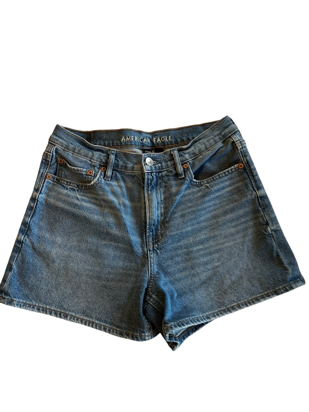 American Eagle Outfitters High-Rise Denim Shorts — Medium Blue Wash